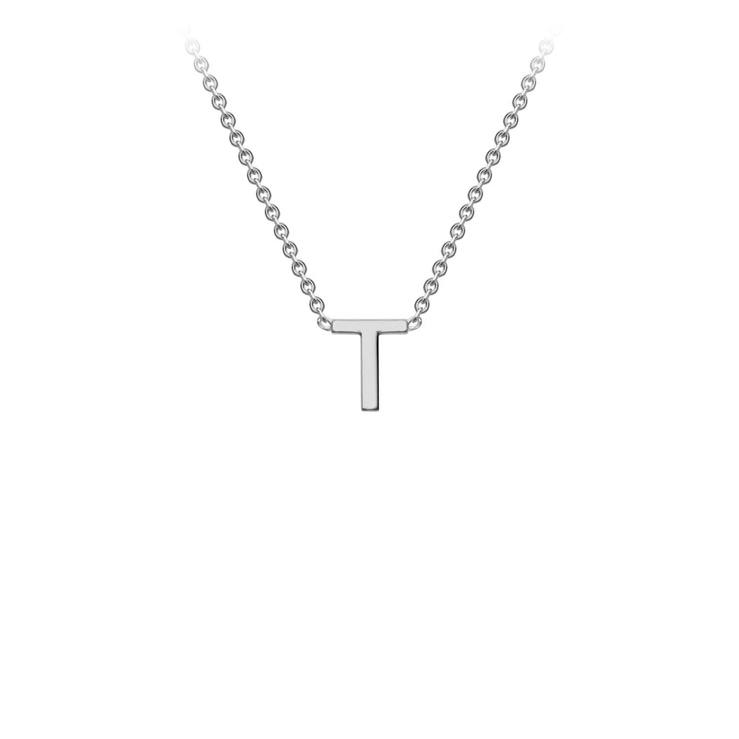 9K White Gold 'T' Initial Adjustable Necklace 38cm/43cm | The Jewellery Boutique Australia