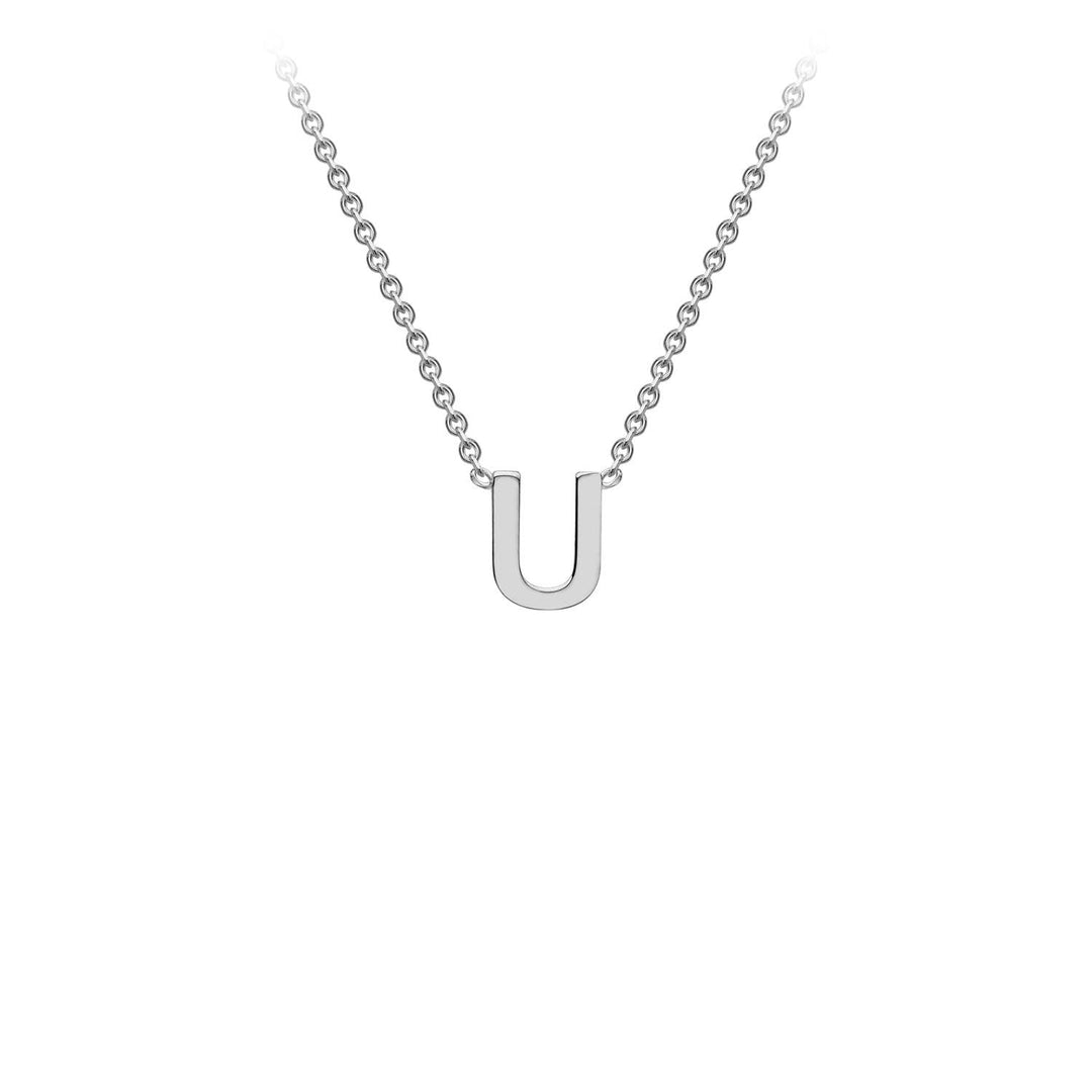 9K White Gold 'U' Initial Adjustable Necklace 38cm/43cm | The Jewellery Boutique Australia