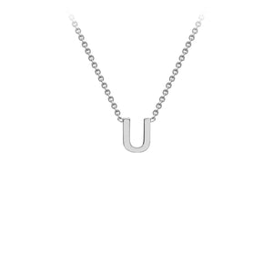 9K White Gold 'U' Initial Adjustable Necklace 38cm/43cm | The Jewellery Boutique Australia