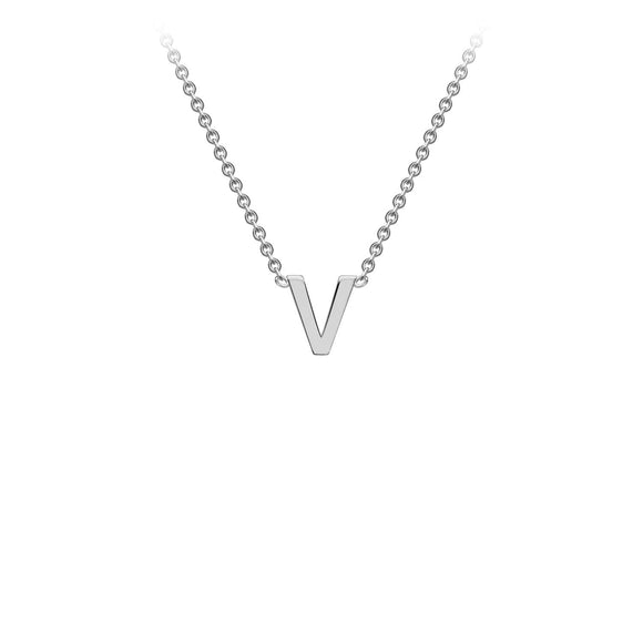 9K White Gold 'V' Initial Adjustable Necklace 38cm/43cm | The Jewellery Boutique Australia
