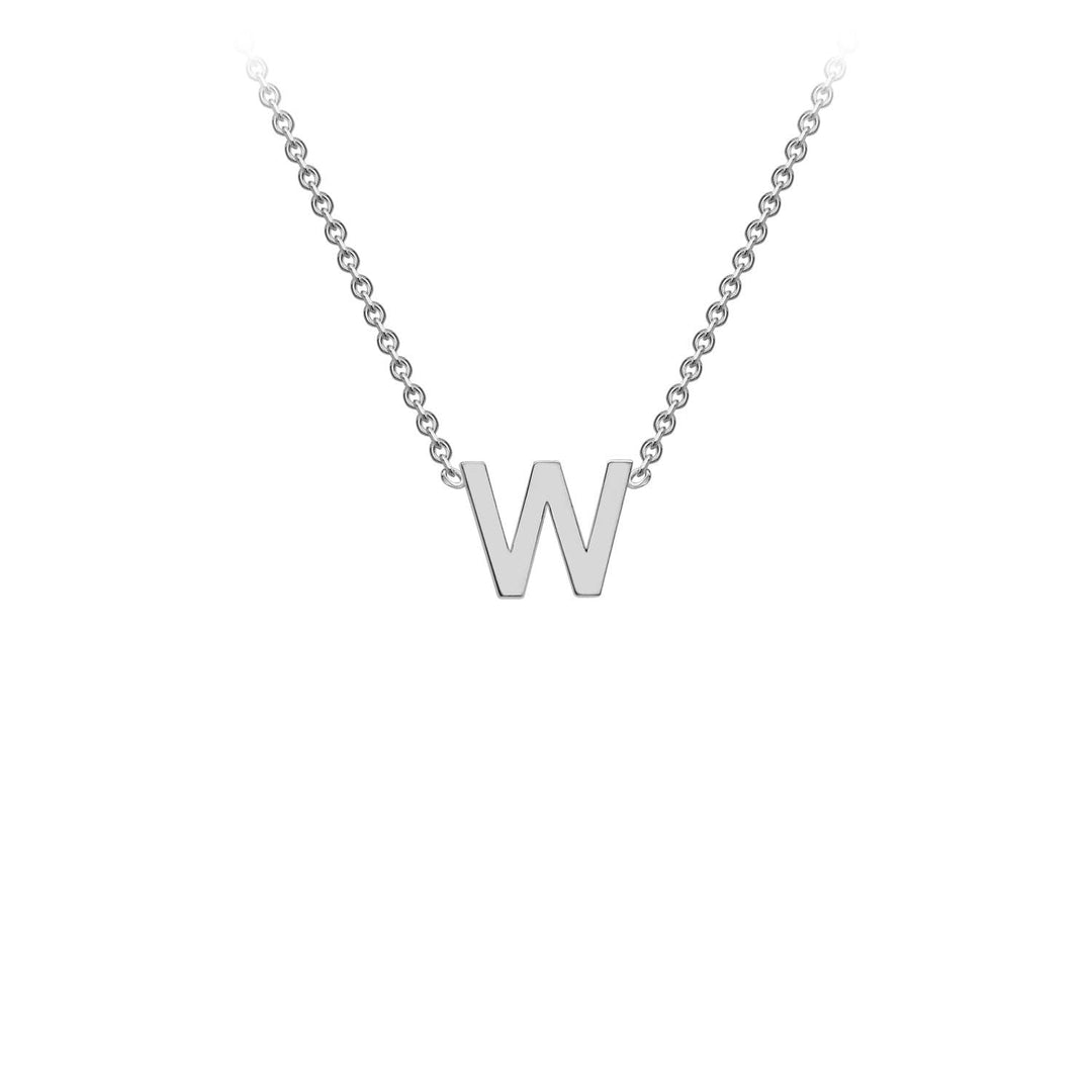 9K White Gold 'W' Initial Adjustable Necklace 38cm/43cm | The Jewellery Boutique Australia