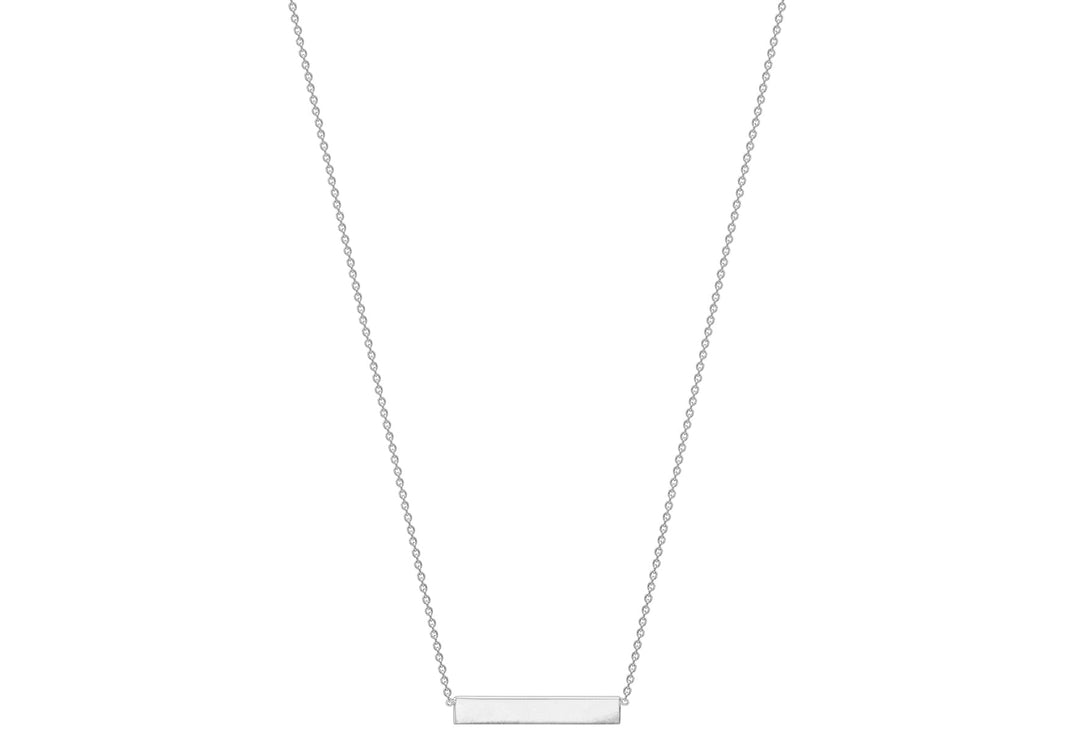 9K White Gold Solid Horizontal Bar Necklace 41+2cm