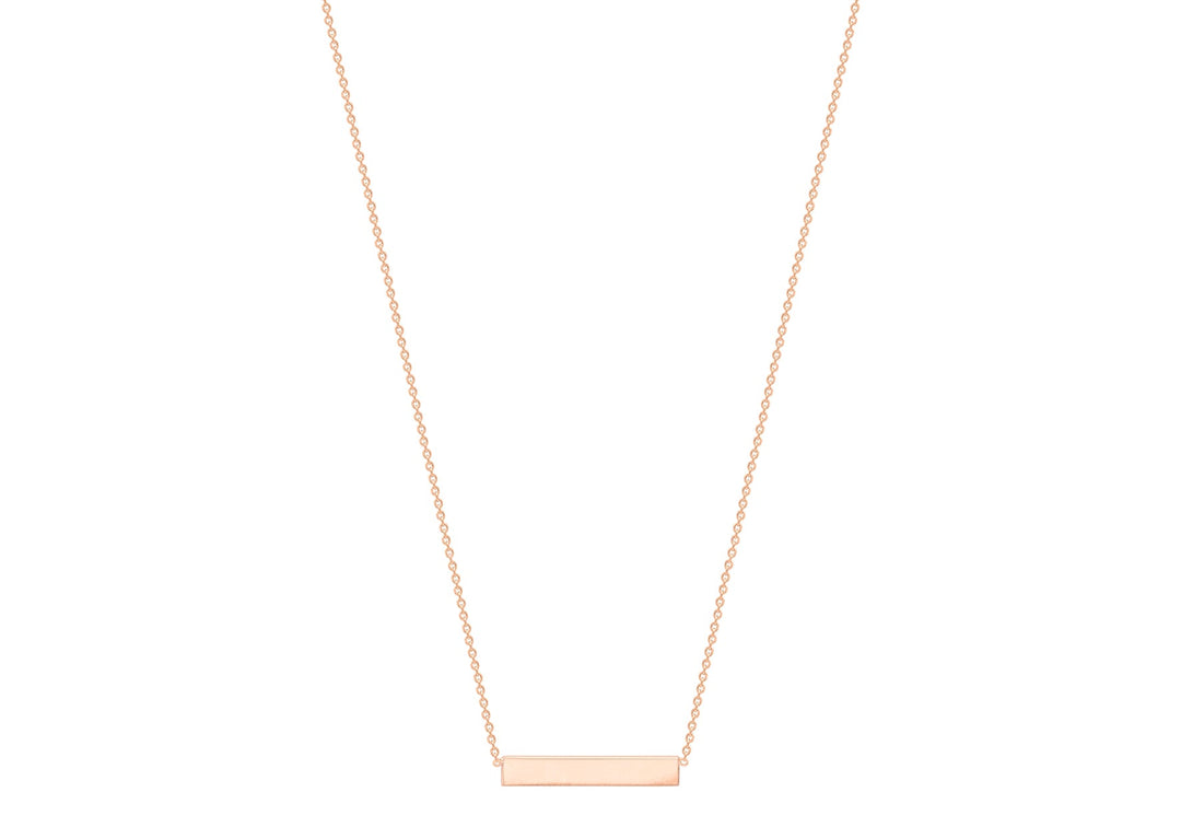 9K Rose Gold 22mm x 3mm Horizontal-Bar Adjustable Necklace 41cm-43cm