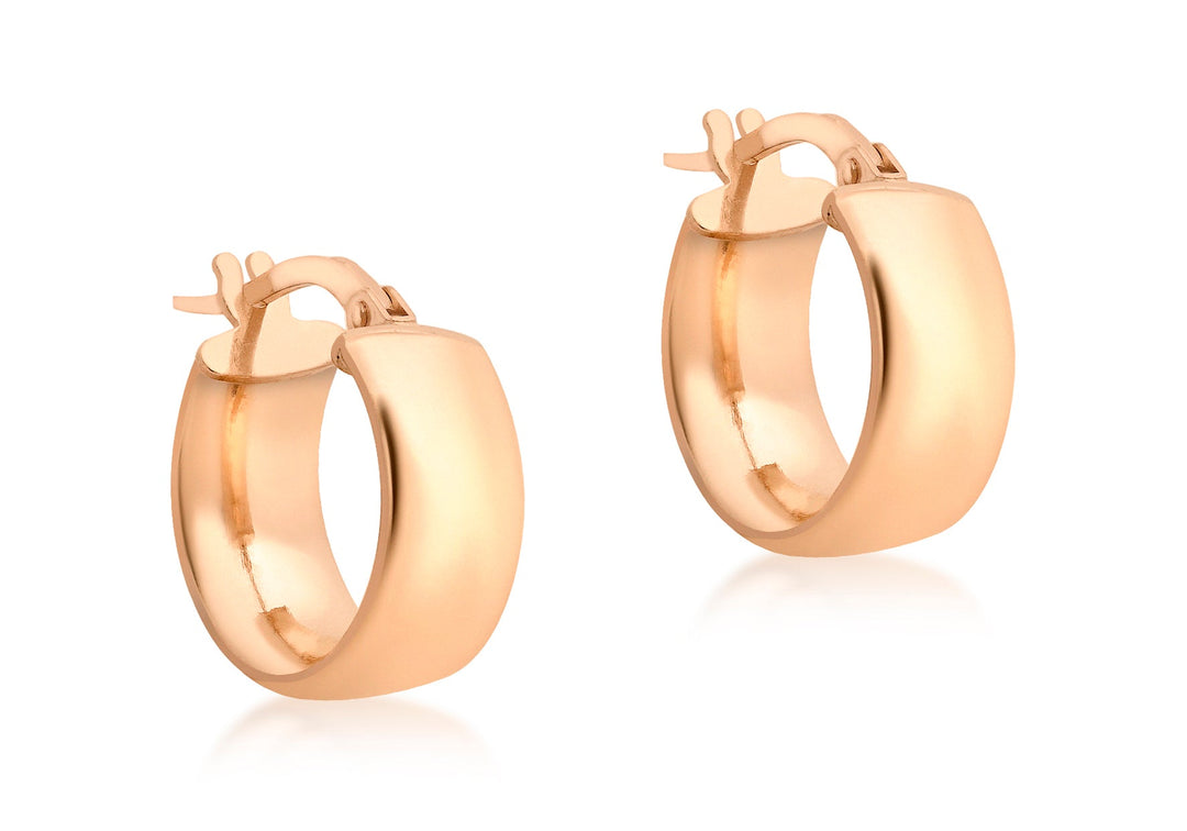 9K Rose Gold 6mm Band 14mm Creole Earrings