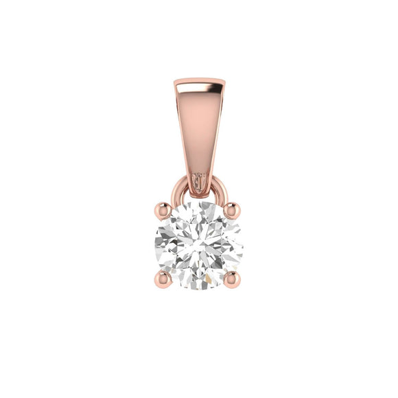 Diamond Solitaire Pendant with 0.14ct Diamonds in 9K Rose Gold - 9RCP14