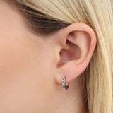 Emerald Diamond Huggie Earrings with 0.10ct Diamonds in 9K White Gold - 9WHUG10GHE