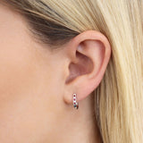 Ruby Diamond Huggie Earrings with 0.10ct Diamonds in 9K White Gold - 9WHUG10GHR