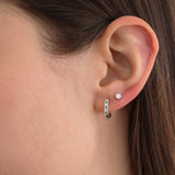 Emerald Diamond Huggie Earrings with 0.15ct Diamonds in 9K White Gold - 9WHUG15GHE