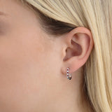 Ruby Diamond Huggie Earrings with 0.15ct Diamonds in 9K White Gold - 9WHUG15GHR