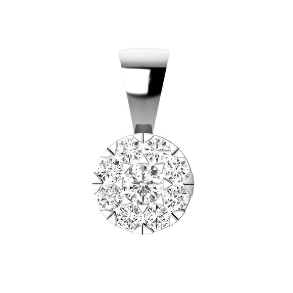 Cluster Diamond Pendant with 0.75ct Diamonds in 9K White Gold - 9WPCLUS75GH