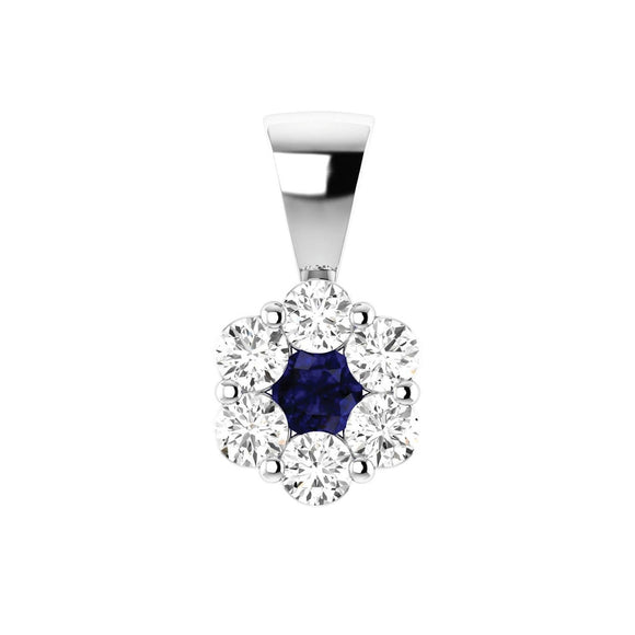 Sapphire Diamond Pendant with 0.76ct Diamonds in 9K White Gold - 9WRP100GHS