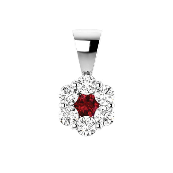 Ruby Diamond Pendant with 0.24ct Diamonds in 9K White Gold - 9WRP33GHR