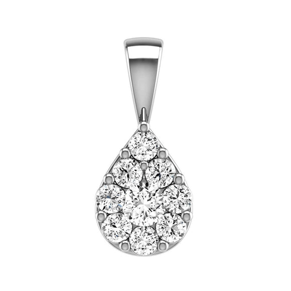 Teardrop Diamond Pendant with 0.33ct Diamonds in 9K White Gold - 9WTDP33GH