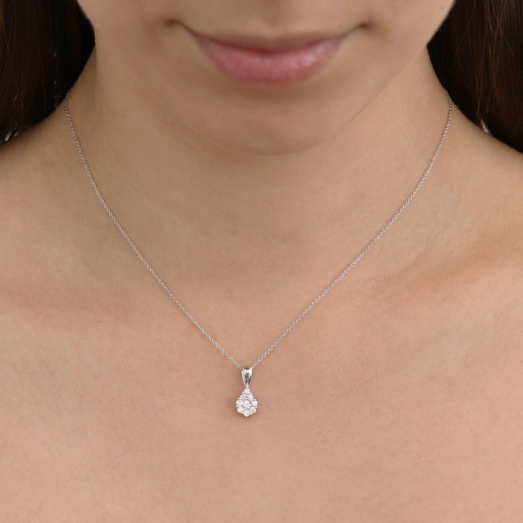 Teardrop Diamond Pendant with 0.33ct Diamonds in 9K White Gold - 9WTDP33GH