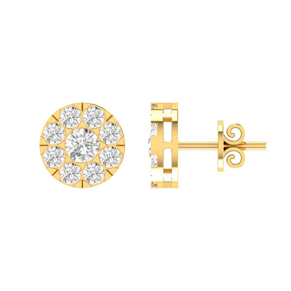 Cluster Diamond Stud Earrings with 0.33ct Diamonds in 9K Yellow Gold - 9YECLUS33GH