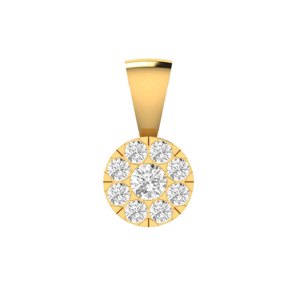 Cluster Diamond Pendant with 0.75ct Diamonds in 9K Yellow Gold - 9YPCLUS75GH