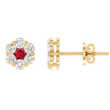 Ruby Diamond Earrings with 0.80ct Diamonds in 9K Yellow Gold - 9YRE100GHR