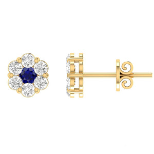 Sapphire Diamond Stud Earrings with 0.24ct Diamonds in 9K Yellow Gold - 9YRE33GHS