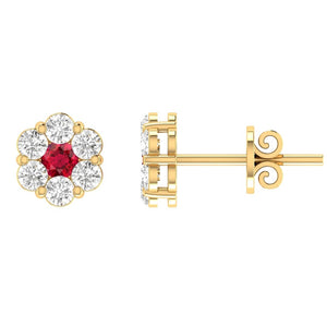 Ruby Diamond Earrings with 0.37ct Diamonds in 9K Yellow Gold - 9YRE50GHR