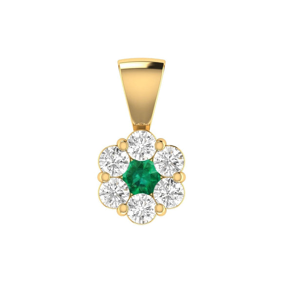 Emerald Diamond Pendant with 0.76ct Diamonds in 9K Yellow Gold - 9YRP100GHE