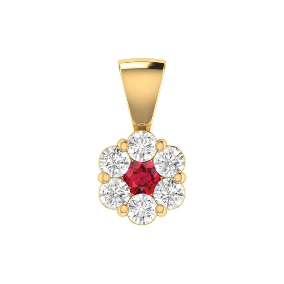 Ruby Diamond Pendant with 0.76ct Diamonds in 9K Yellow Gold - 9YRP100GHR