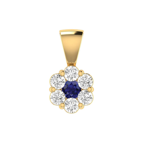Sapphire Diamond Pendant with 0.19ct Diamonds in 9K Yellow Gold - 9YRP25GHS