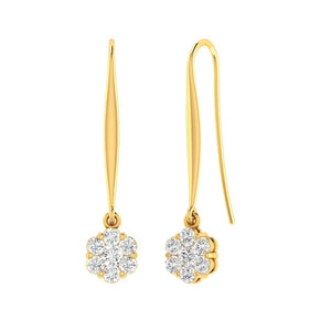 Cluster Hook Diamond Earrings with 0.50ct Diamonds in 9K Yellow Gold - 9YSH50GH