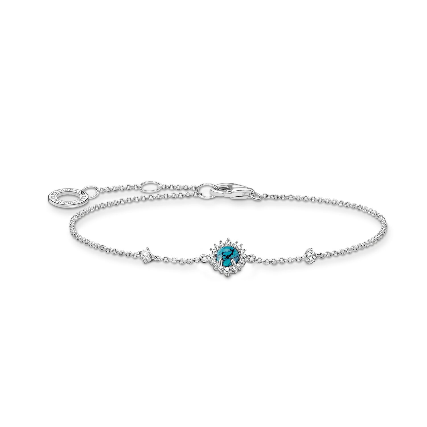 Unique silver bracelet with blue stone