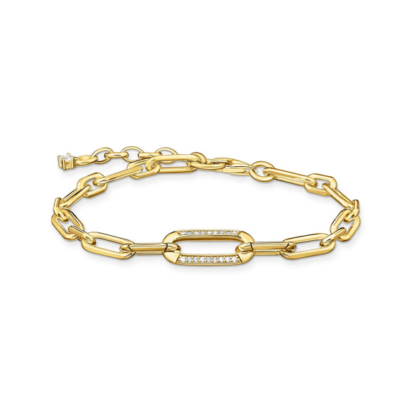 THOMAS SABO Golden Link Bracelet with Anchor Element and Zirconia TA2032Y