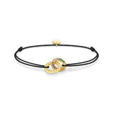 THOMAS SABO Textile Bracelet Black with Two Rings Gold Plated TA2085MCY
