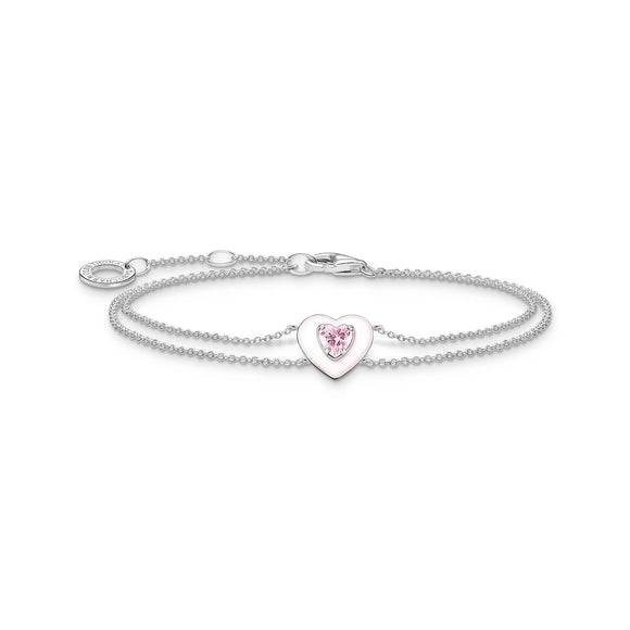THOMAS SABO Pink Stone Heart Bracelet TA2091