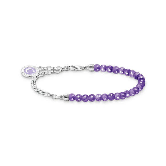 THOMAS SABO Silver Member Charm Bracelet with Violet Imitation Amethyst Beads TA2130AM
