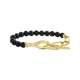 THOMAS SABO Gold Bracelet with Onyx Beads and White Zirconia TA2134BLY