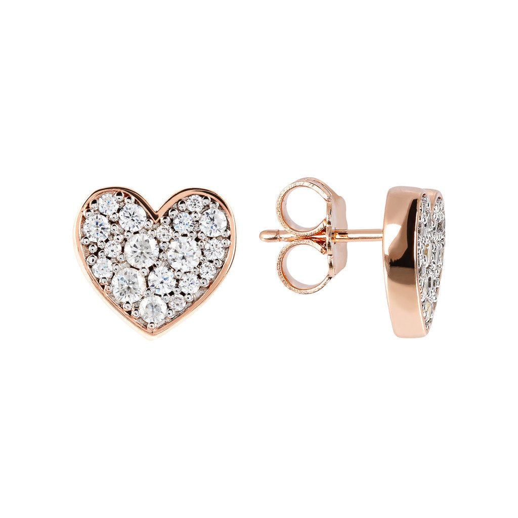 Bronzallure Pav&egrave; Heart Earrings