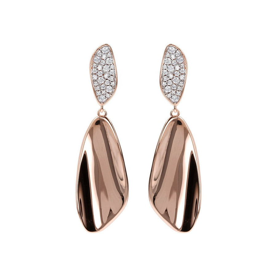 Bronzallure Leaf Earrings Cubic Zirconia