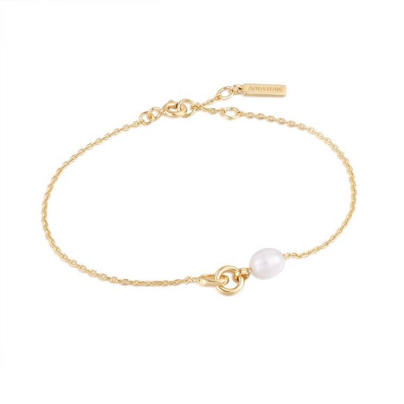 Ania Haie Gold Pearl Link Chain Bracelet B043-01G