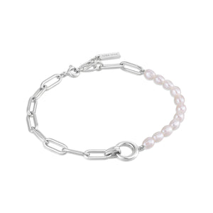 Ania Haie Silver Pearl Chunky Link Chain Bracelet B043-02H