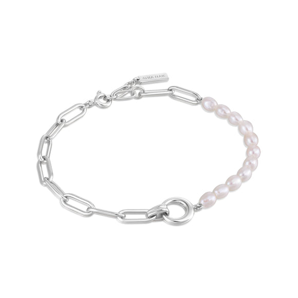 Ania Haie Silver Pearl Chunky Link Chain Bracelet B043-02H