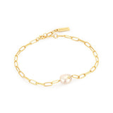 Ania Haie Gold Pearl Sparkle Chunky Chain Bracelet B043-03G