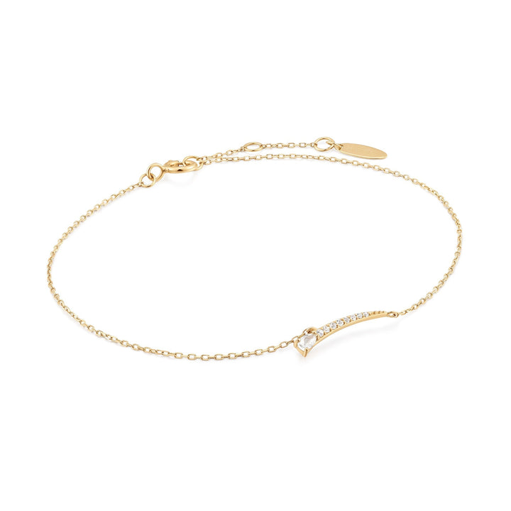 Ania Haie 14kt Gold White Sapphire Curve Bar Bracelet BAU007-01YG