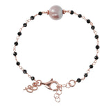 Bronzallure Black Spinel And Rose Pearl Bracelet