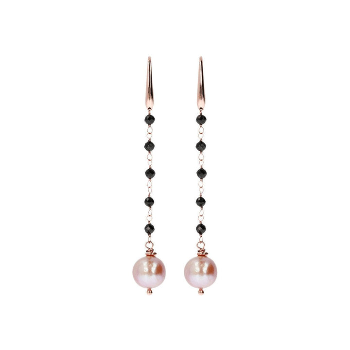 Bronzallure Black Spinel And Rose Pearl Dangle Earrings