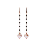 Bronzallure Black Spinel And Rose Pearl Dangle Earrings