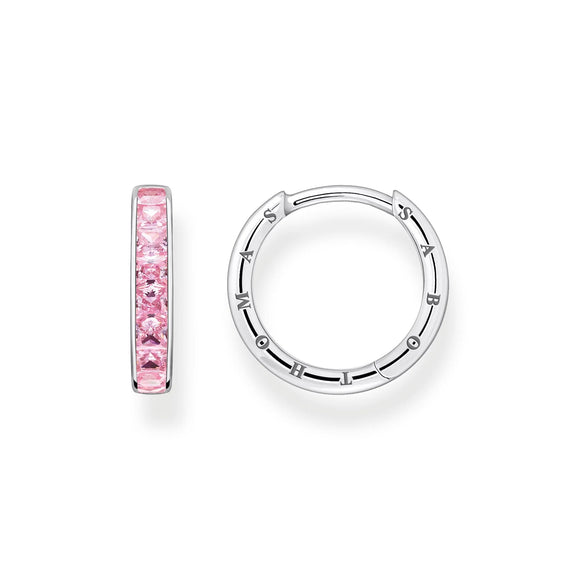 THOMAS SABO Heritage Pink And Silver Hoop Earrings TCR668P