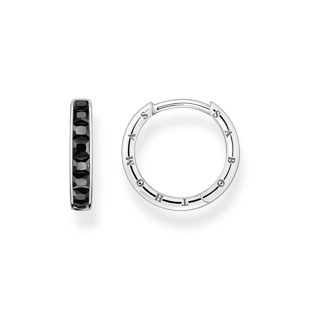 THOMAS SABO Heritage Black Stones Hoop Earrings TCR668BCZ