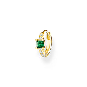 Thomas Sabo Single hoop earring green stone with white stones gold TCR691Y