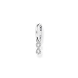 Single hoop earring with infinity pendant silver