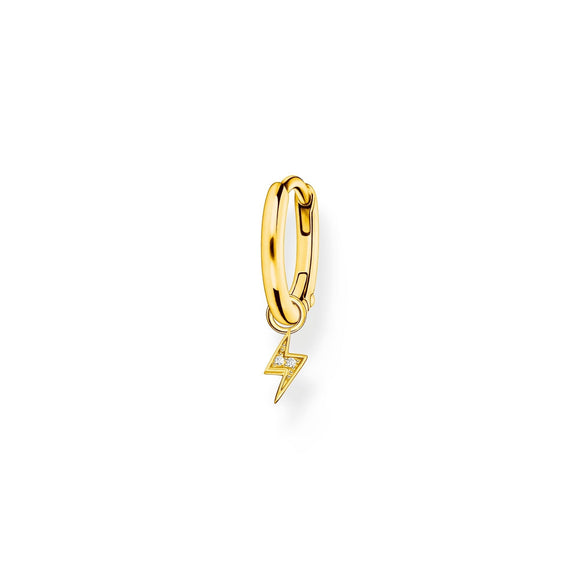 Single hoop earring with flash pendant gold
