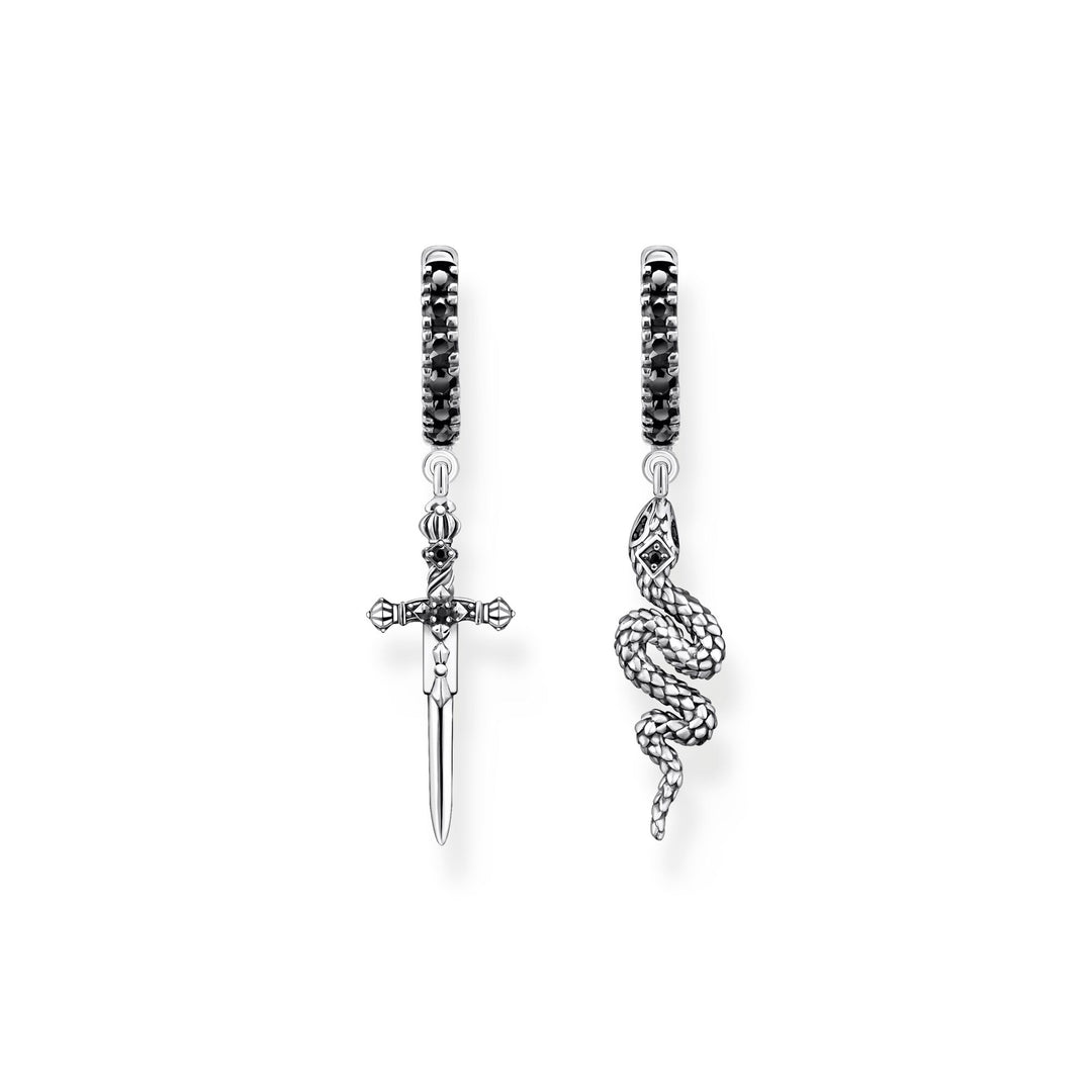 Thomas Sabo Hoop earrings blackened snake and sword TCR713