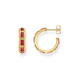 THOMAS SABO Gold Hoop Earrings with Red Stones TCR719RY